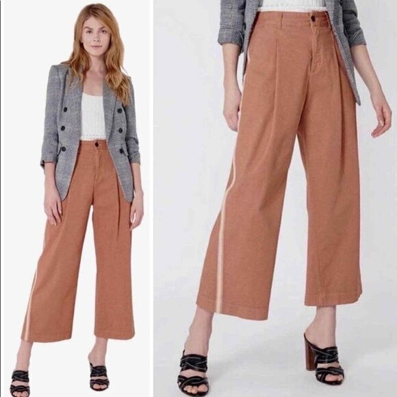 Veronica Beard Ryder Front Pleat Tailored High Rise Wide Leg Pants Clay … - Picture 3 of 11